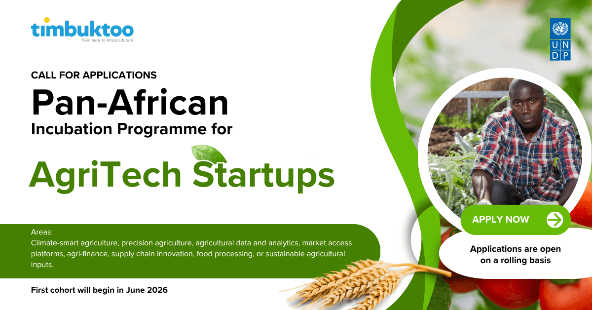 UNDP timbuktoo Pan-African Incubation Programme for AgriTech Startups